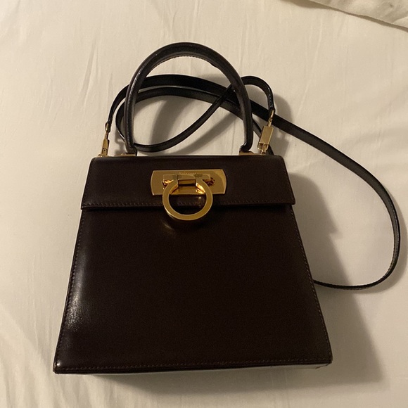 Salvatore Ferragamo Brown Leather Gancini Shoulder Bag - Picture 2 of 10